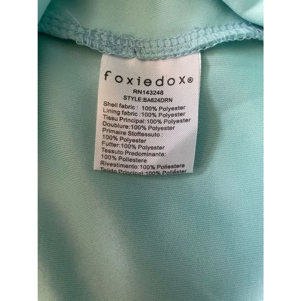 foxiedox Turquoise Angelisa Sleeveless Lace Maxi Dress Asymmetrical Hem Sz XL